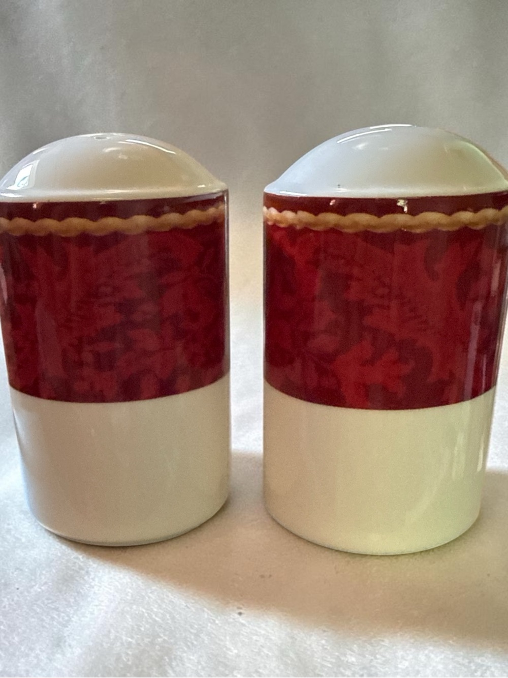 Sakura Red, White & Gold Ceramic Salt and Pepper Set